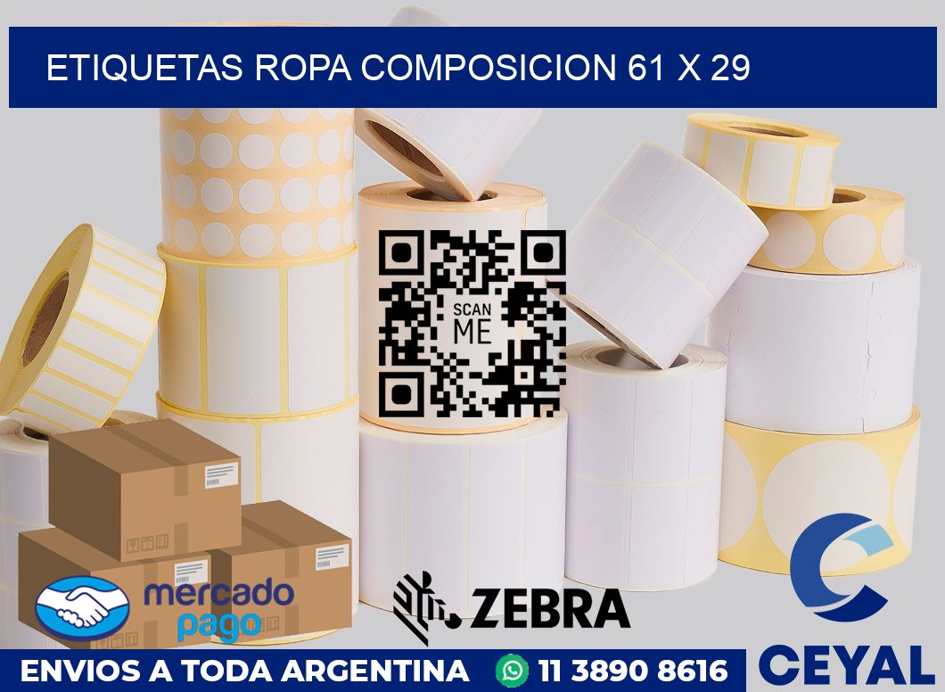 Etiquetas ropa composicion 61 x 29