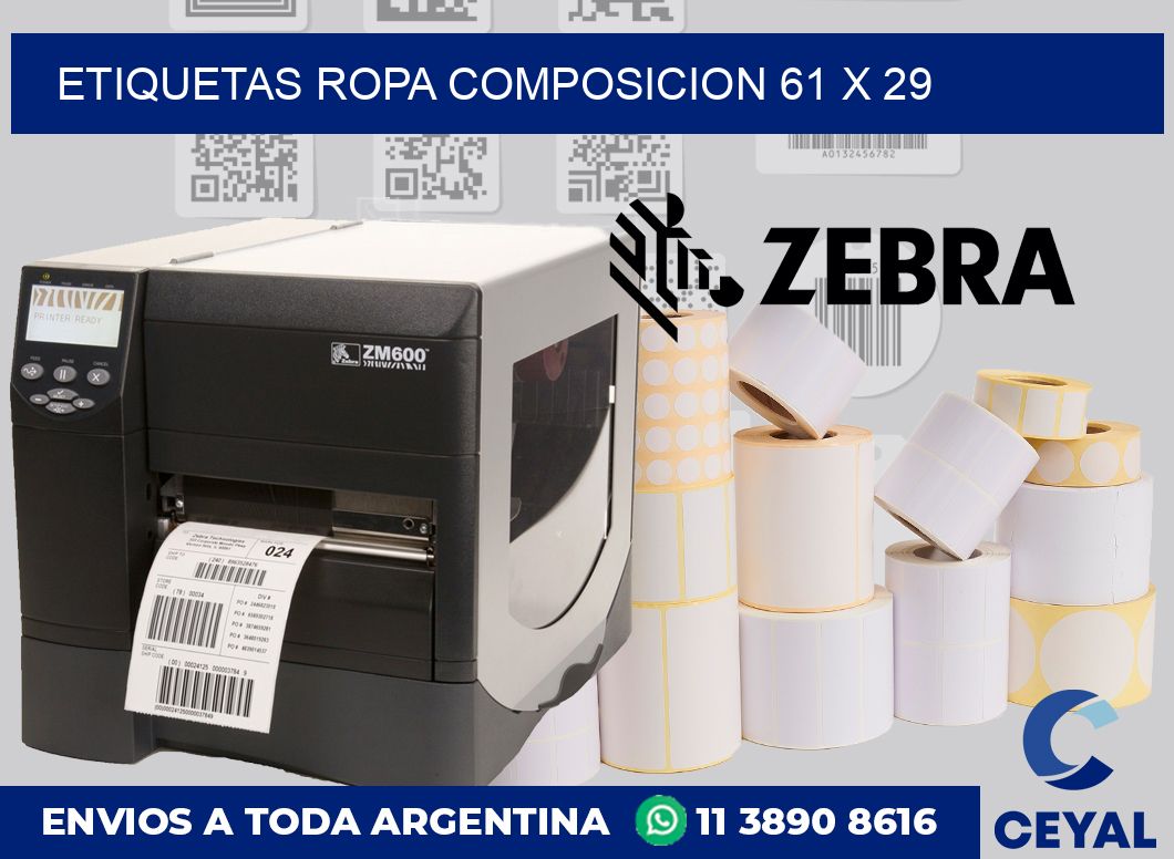 Etiquetas ropa composicion 61 x 29