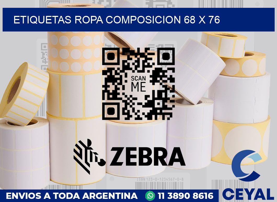 Etiquetas ropa composicion 68 x 76