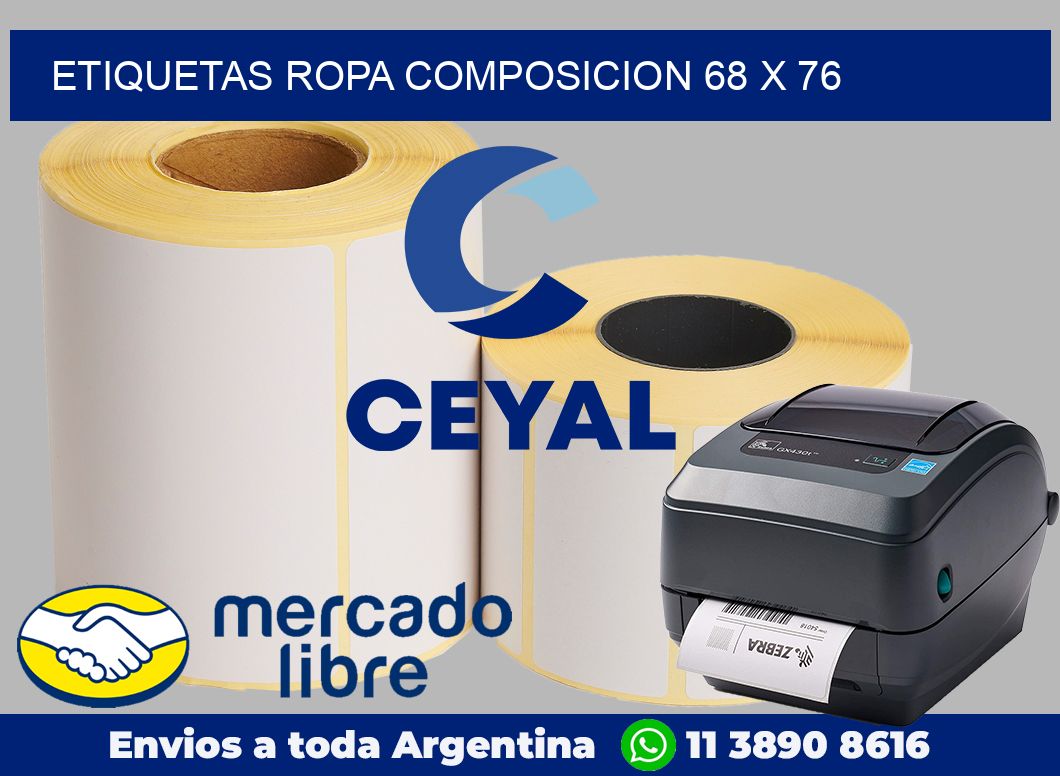 Etiquetas ropa composicion 68 x 76