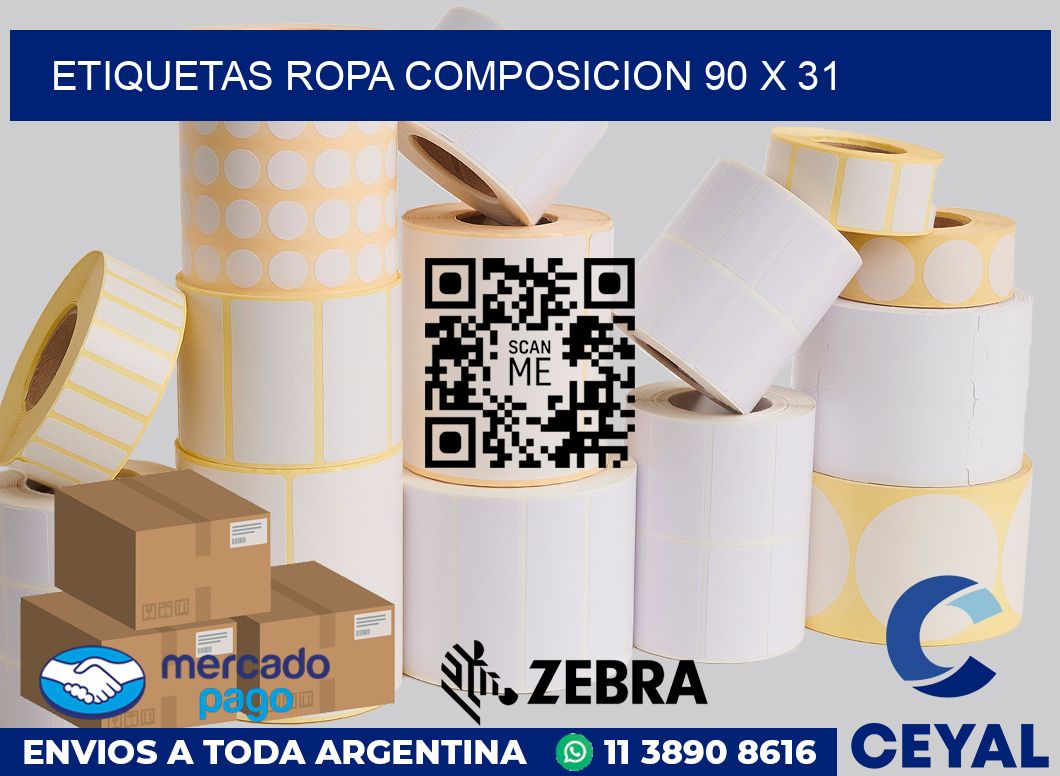Etiquetas ropa composicion 90 x 31