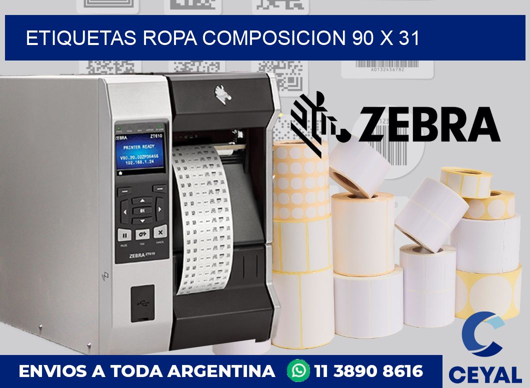 Etiquetas ropa composicion 90 x 31