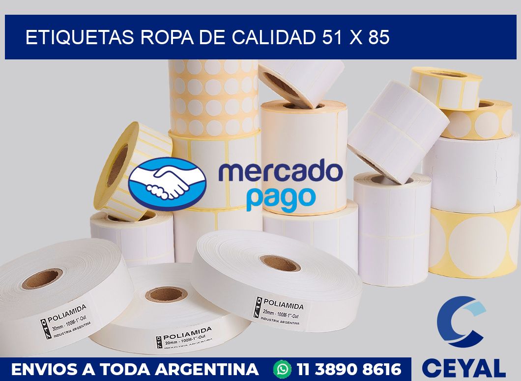 Etiquetas ropa de calidad 51 x 85