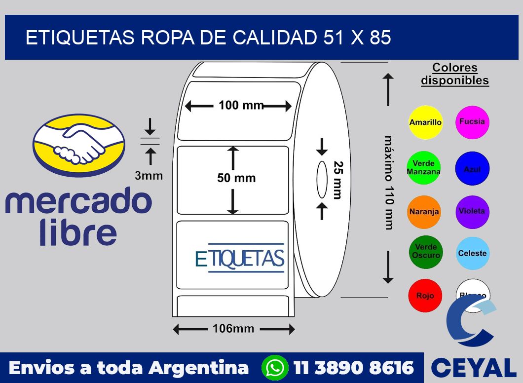 Etiquetas ropa de calidad 51 x 85