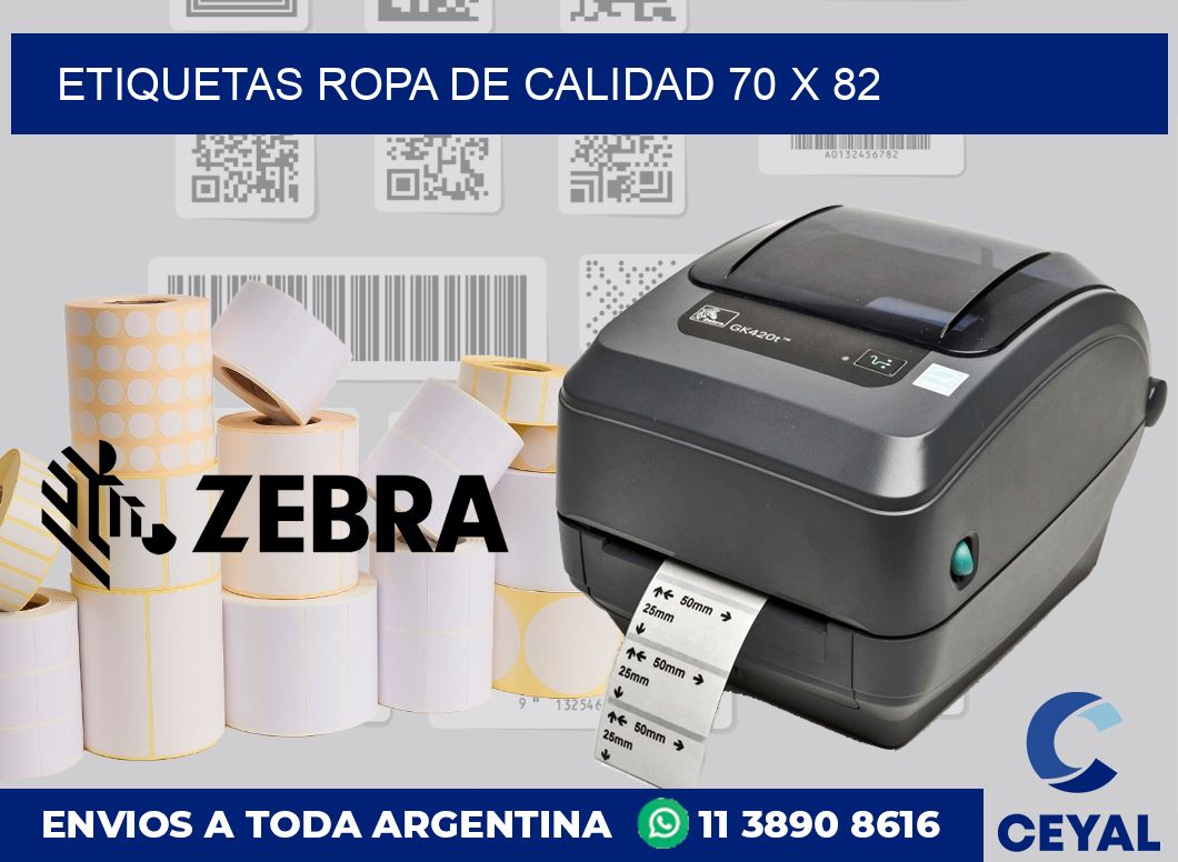 Etiquetas ropa de calidad 70 x 82