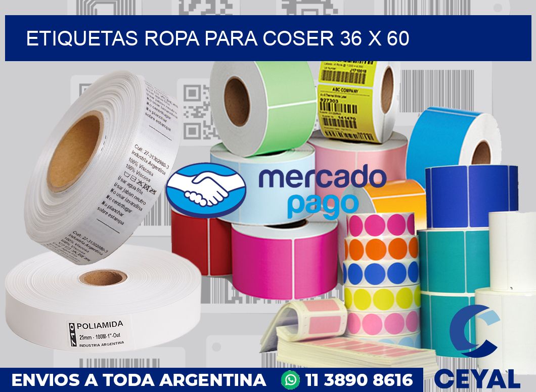 Etiquetas ropa para coser 36 x 60