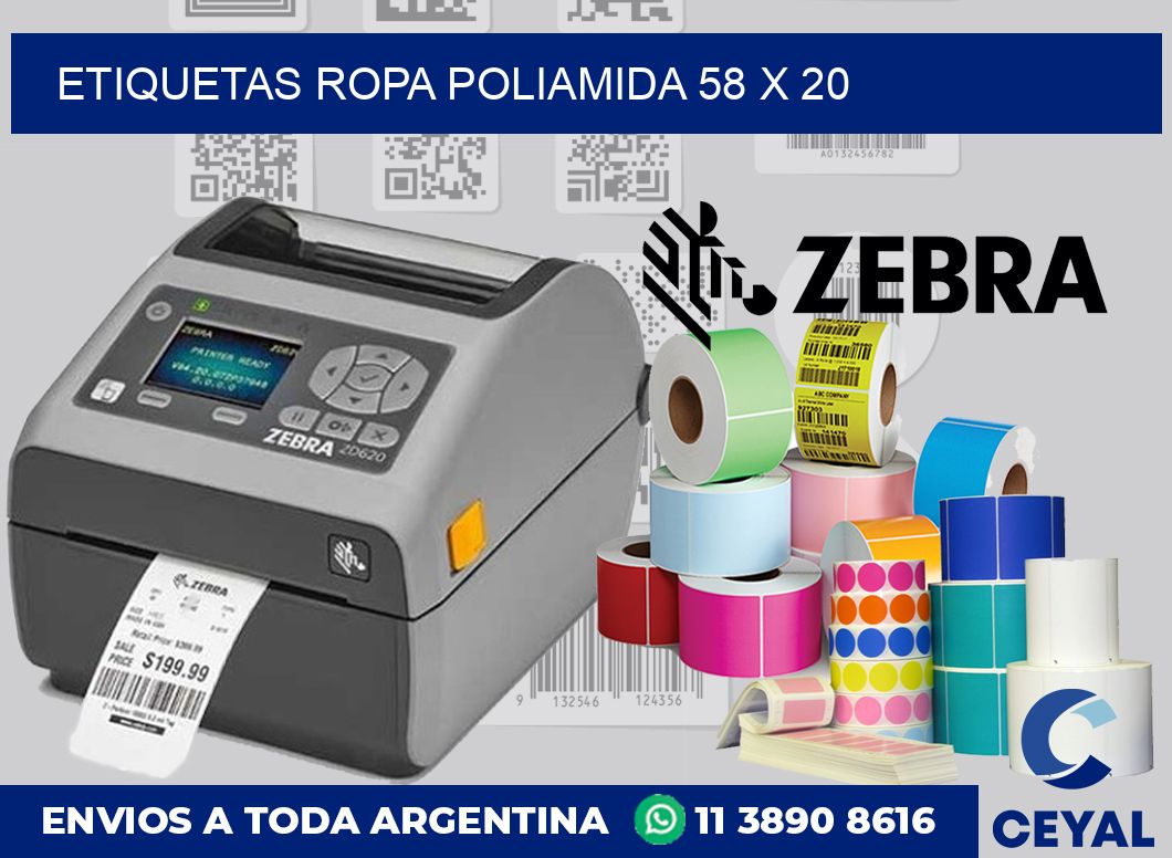Etiquetas ropa poliamida 58 x 20