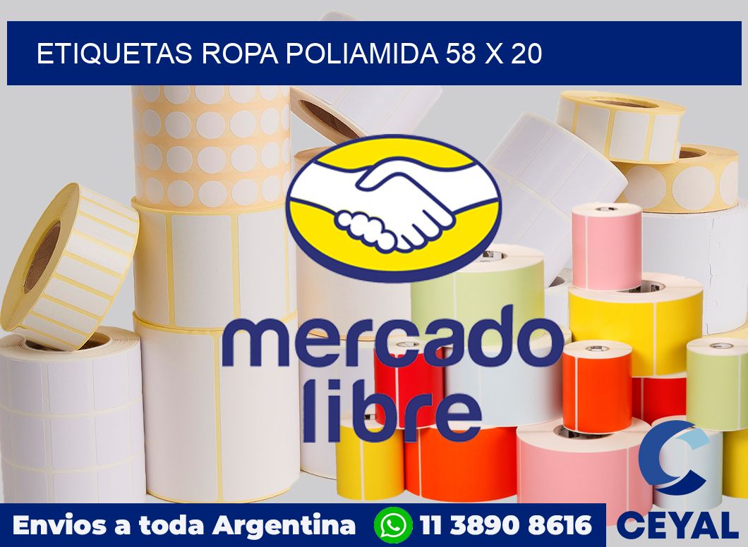 Etiquetas ropa poliamida 58 x 20