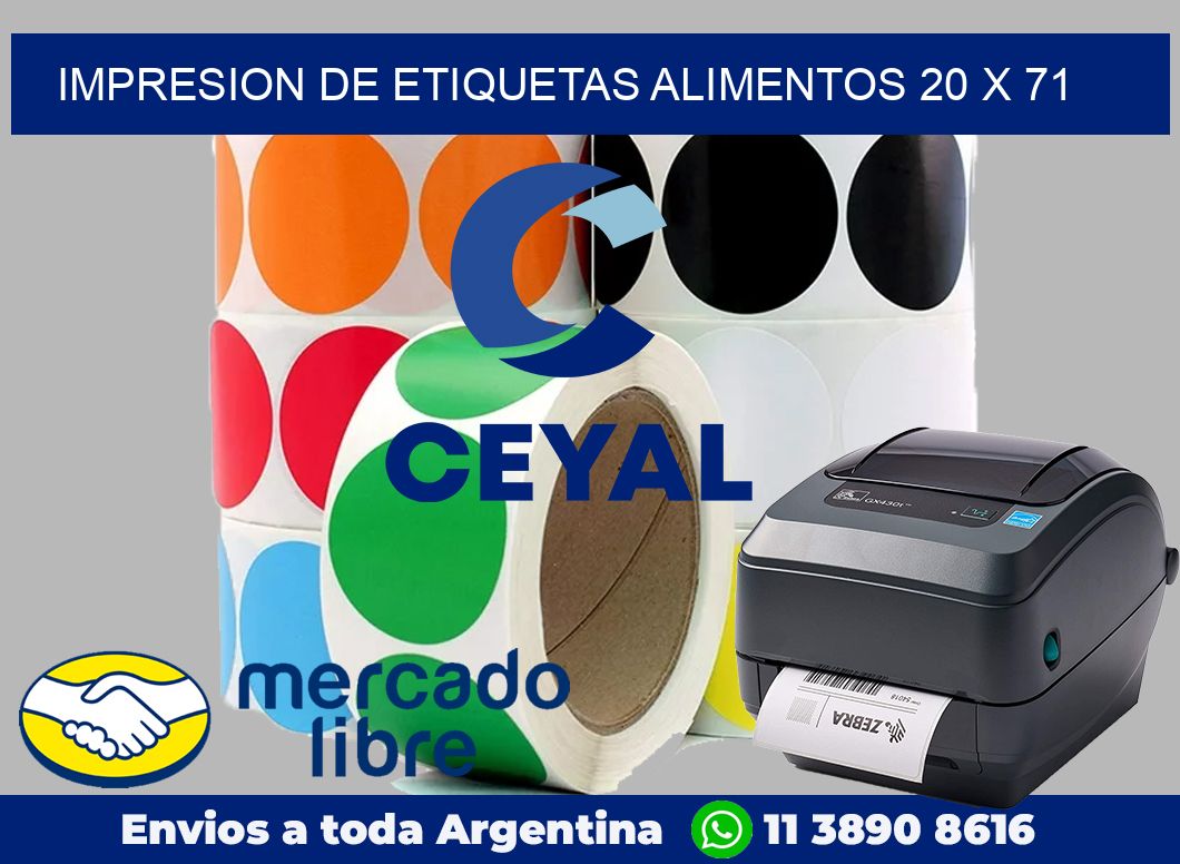 Impresion de etiquetas alimentos 20 x 71