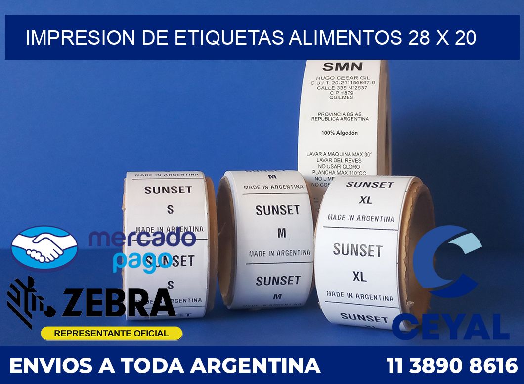 Impresion de etiquetas alimentos 28 x 20