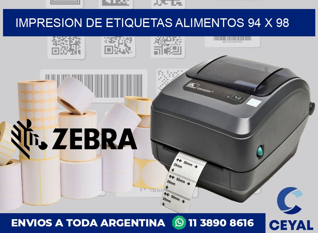 Impresion de etiquetas alimentos 94 x 98