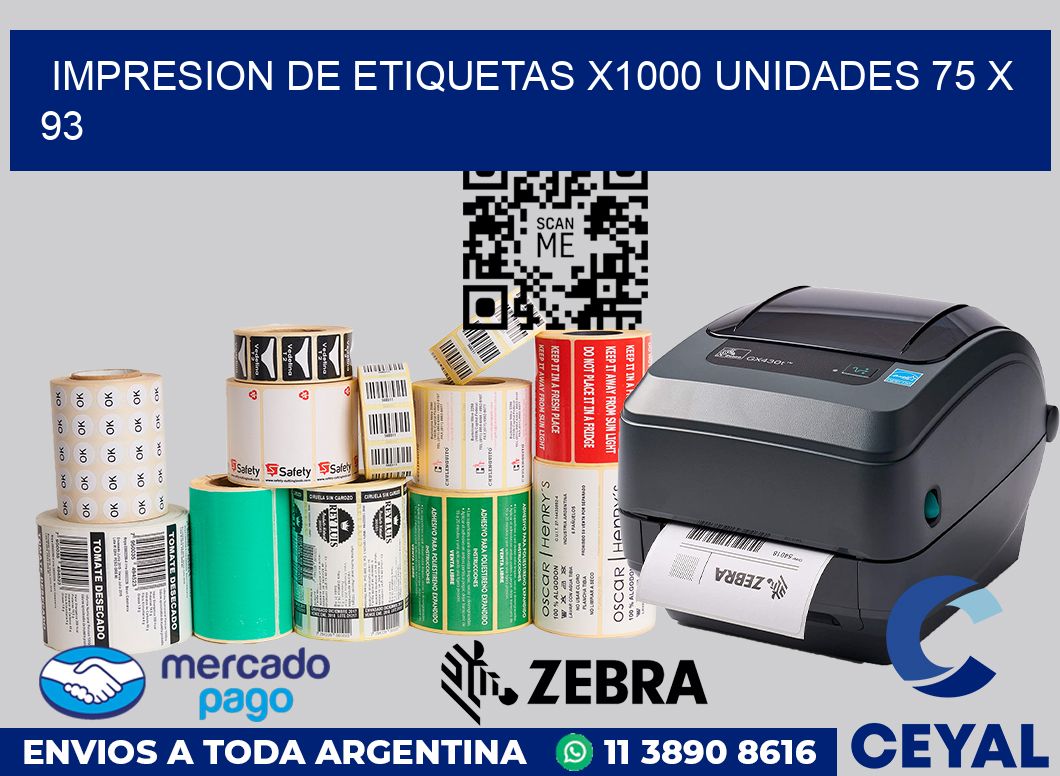 Impresion de etiquetas x1000 unidades 75 x 93