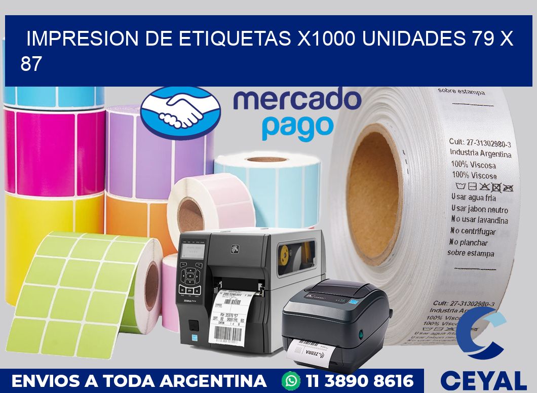 Impresion de etiquetas x1000 unidades 79 x 87