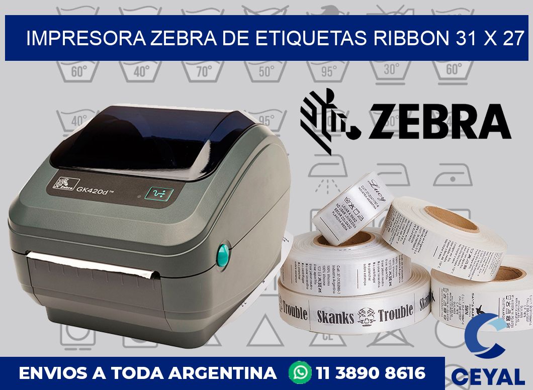 Impresora Zebra de etiquetas ribbon 31 x 27