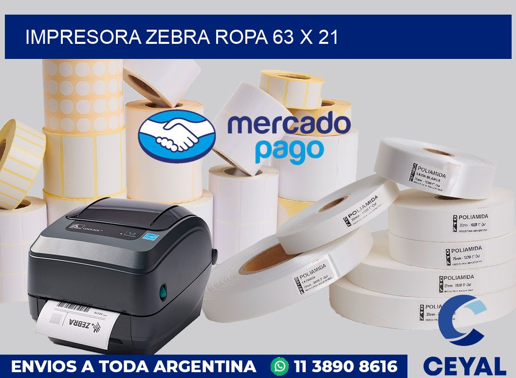 Impresora Zebra ropa 63 x 21