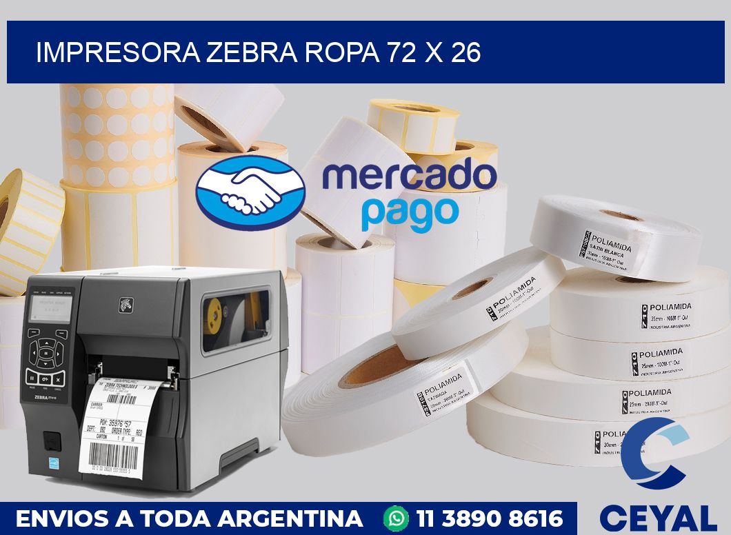 Impresora Zebra ropa 72 x 26