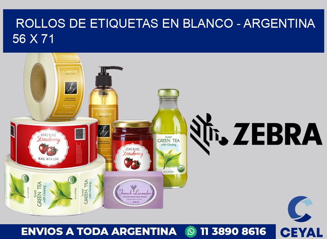 Rollos de etiquetas en blanco - Argentina 56 x 71