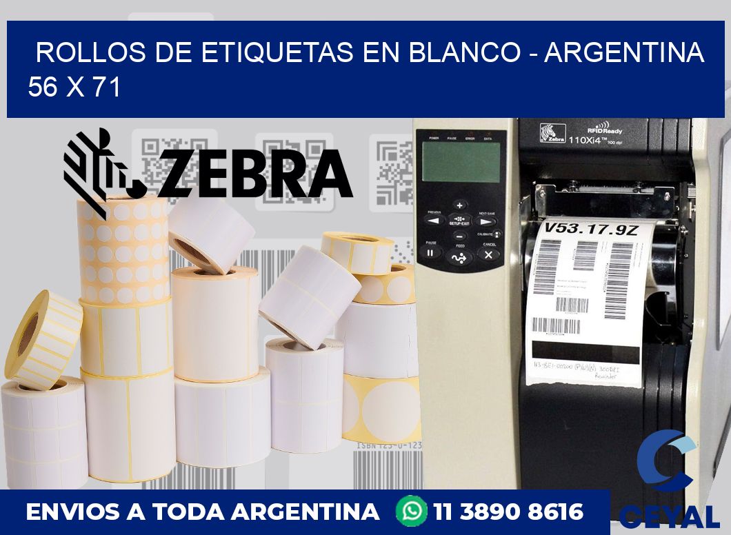 Rollos de etiquetas en blanco – Argentina 56 x 71