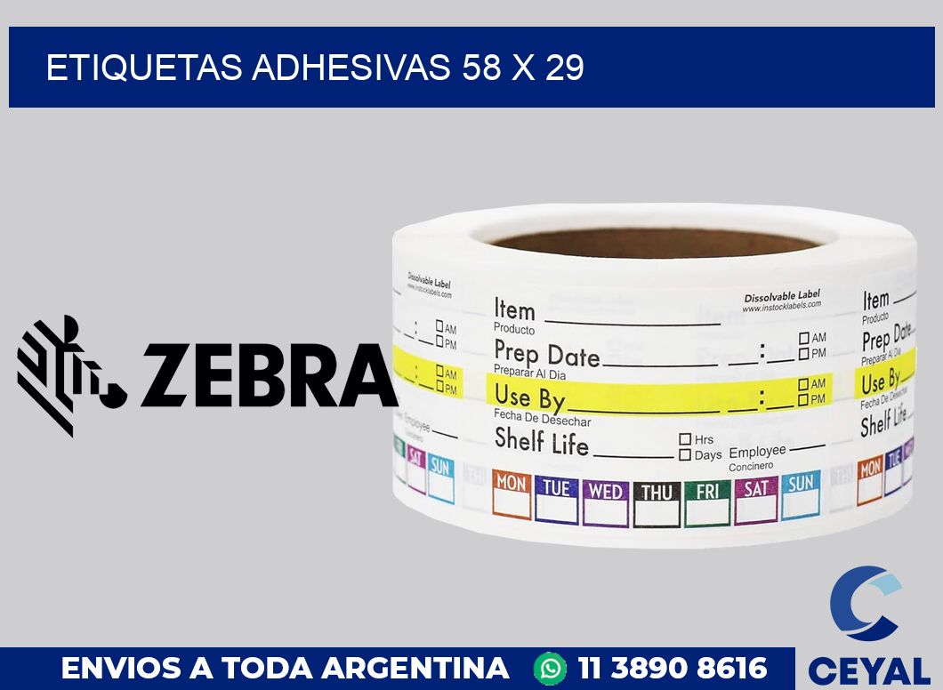 etiquetas adhesivas 58 x 29