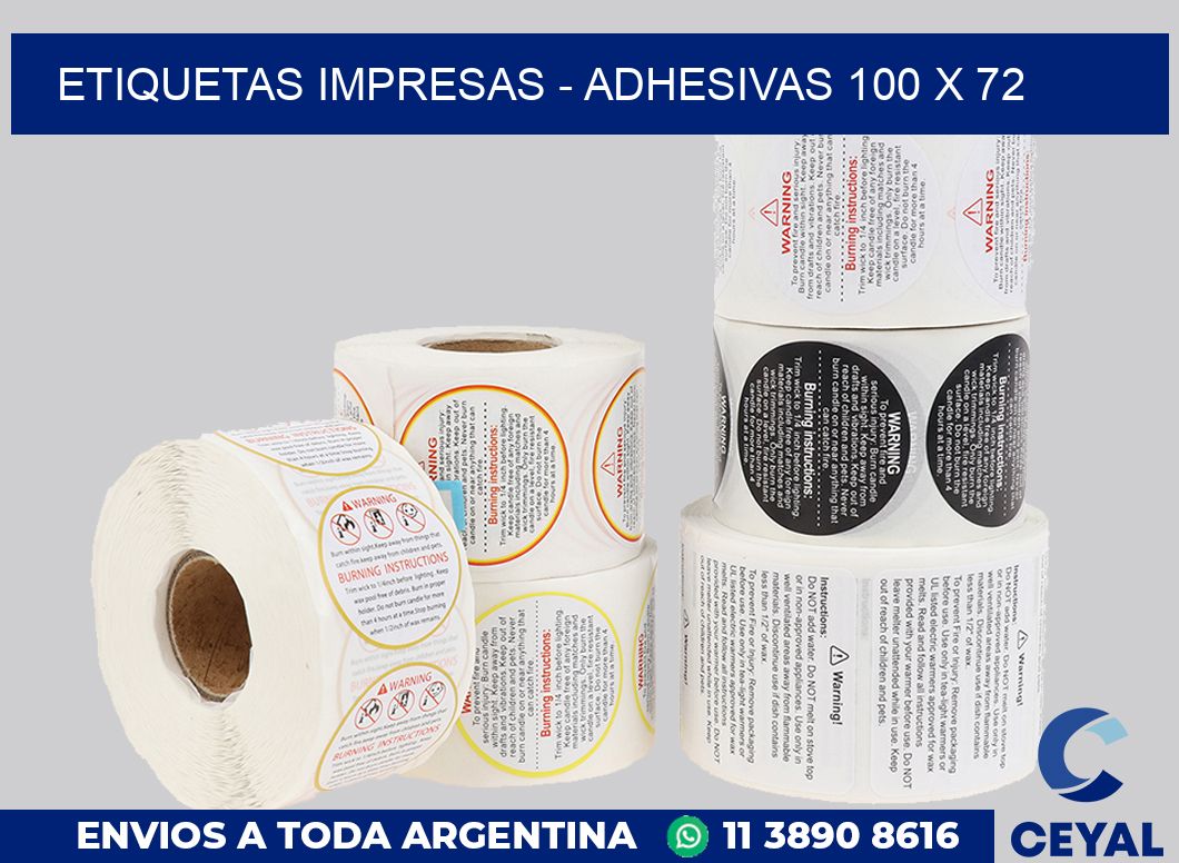 etiquetas impresas – Adhesivas 100 x 72