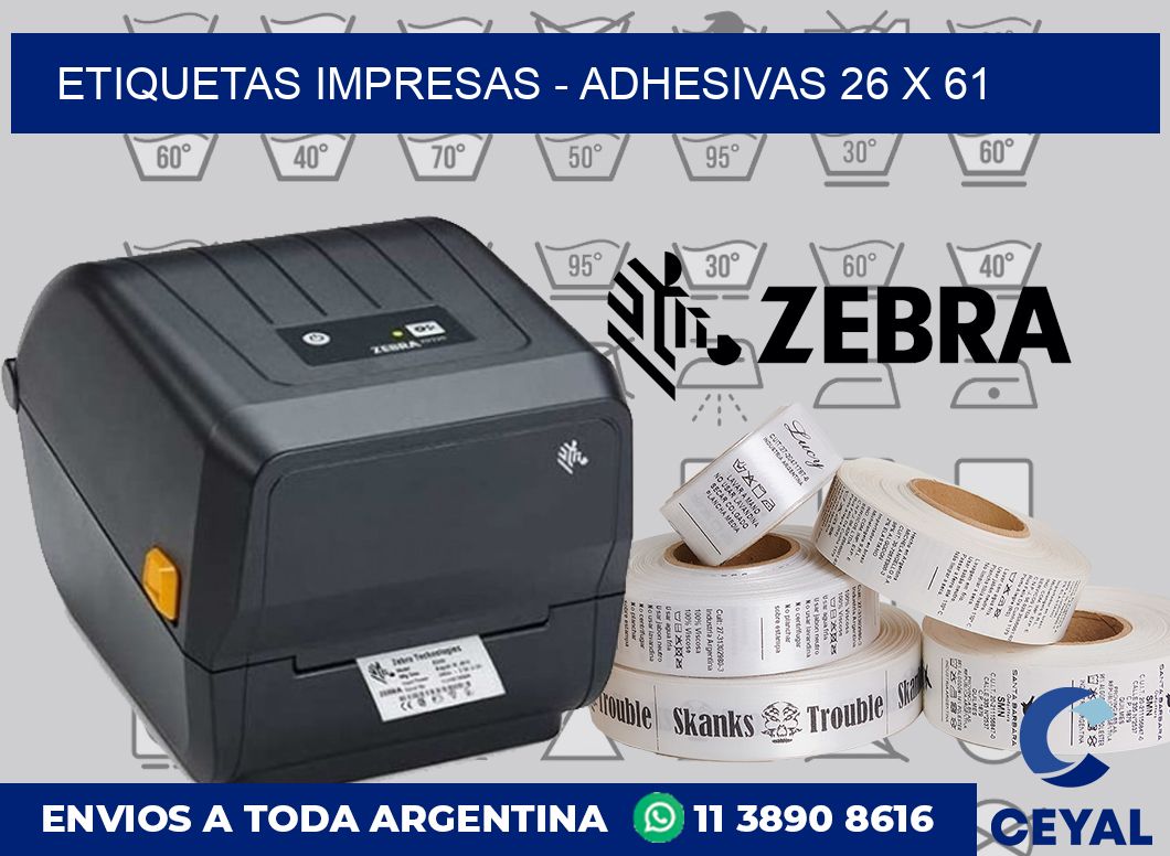 etiquetas impresas - Adhesivas 26 x 61