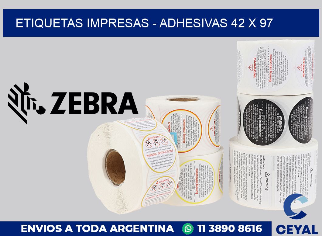 etiquetas impresas - Adhesivas 42 x 97