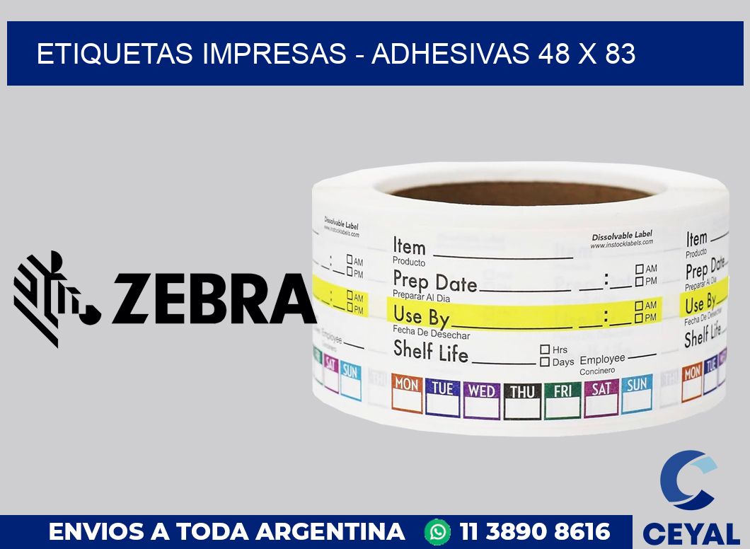 etiquetas impresas - Adhesivas 48 x 83