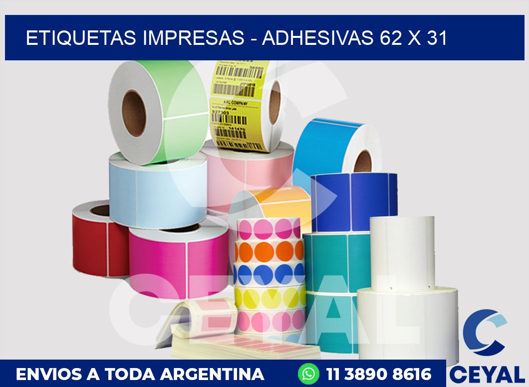 etiquetas impresas - Adhesivas 62 x 31
