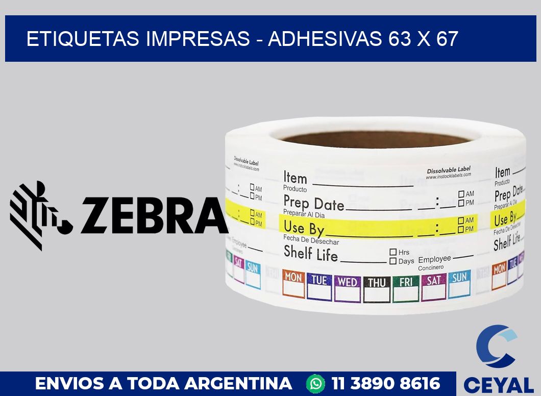 etiquetas impresas - Adhesivas 63 x 67