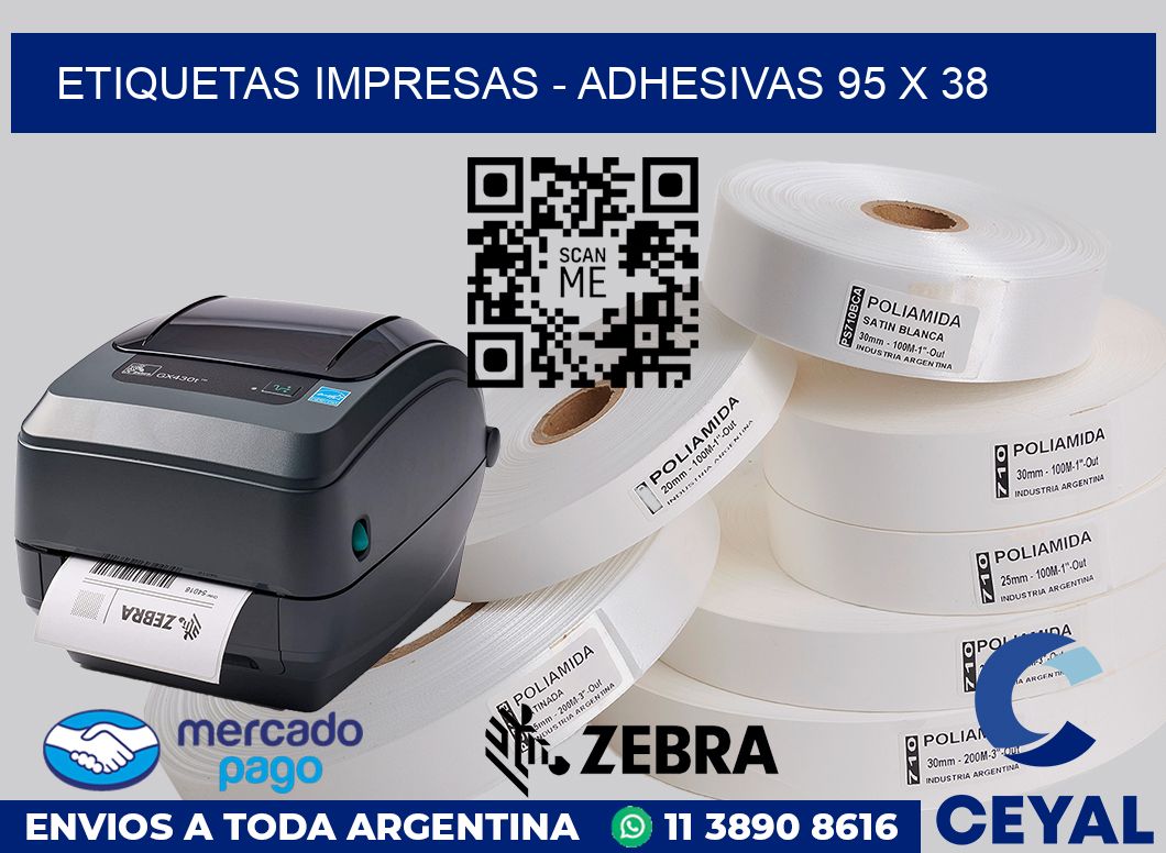 etiquetas impresas - Adhesivas 95 x 38