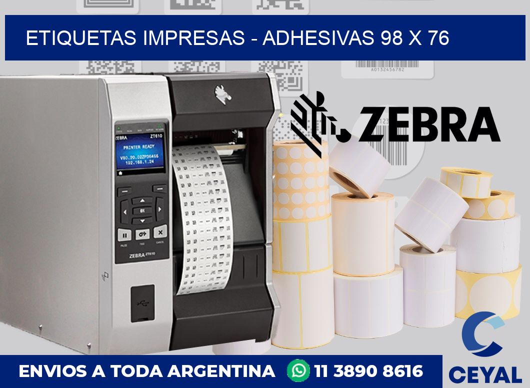 etiquetas impresas - Adhesivas 98 x 76