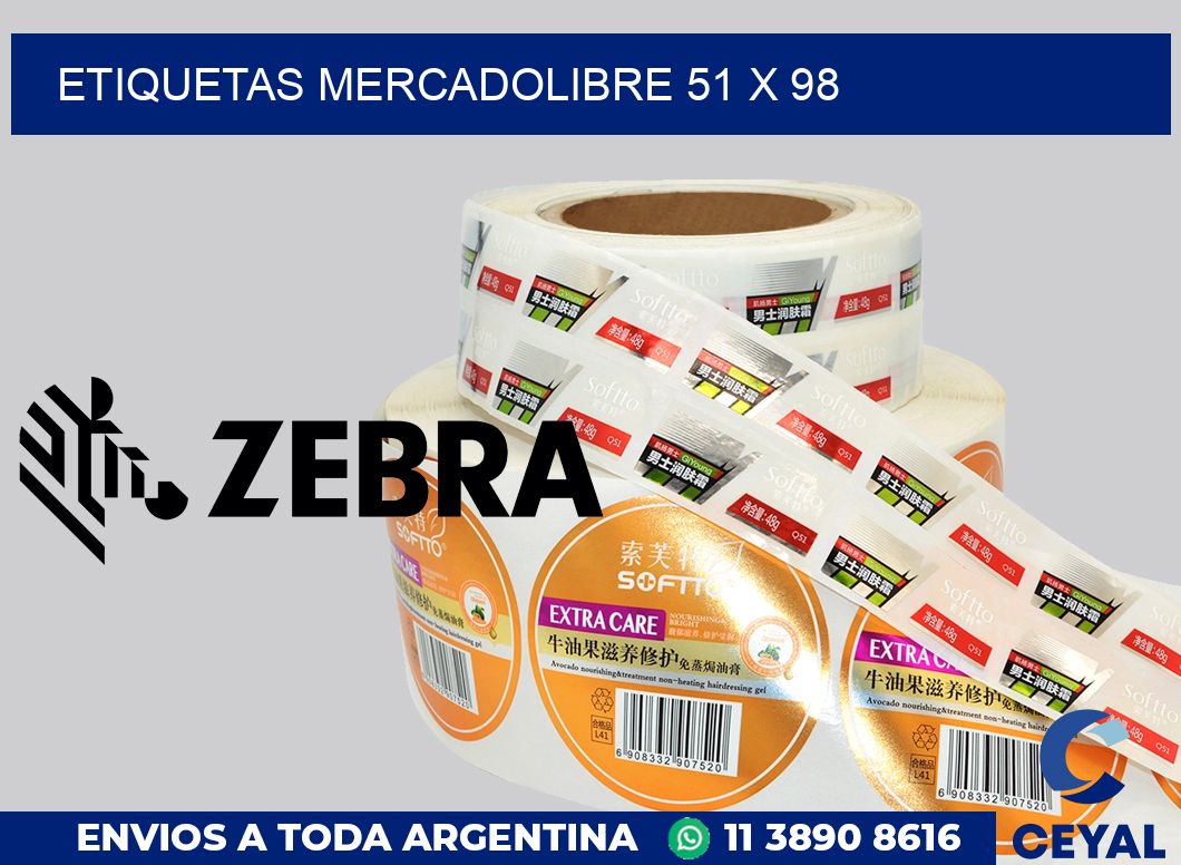 etiquetas mercadolibre 51 x 98