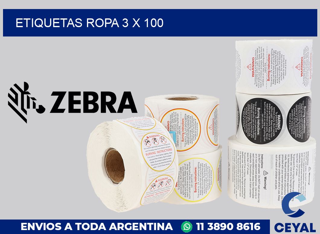 etiquetas ropa 3 x 100