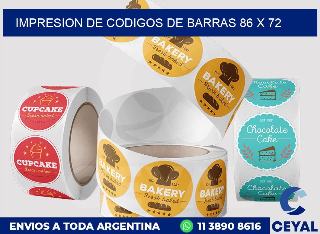 impresion de codigos de barras 86 x 72