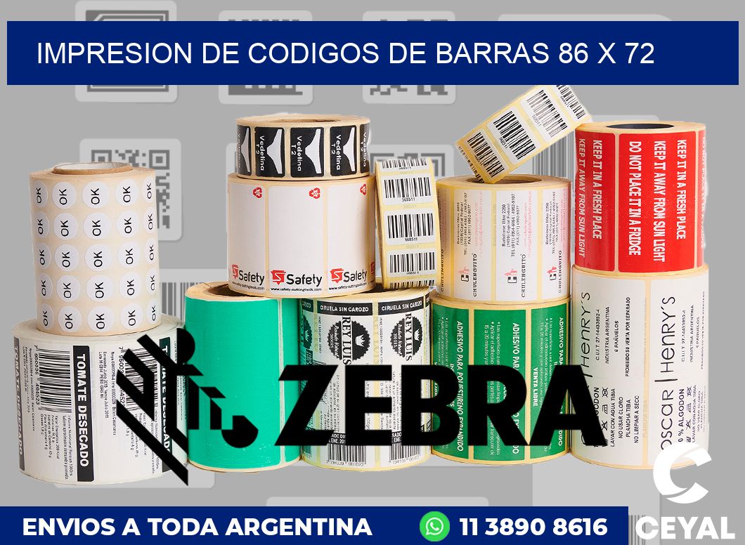 impresion de codigos de barras 86 x 72