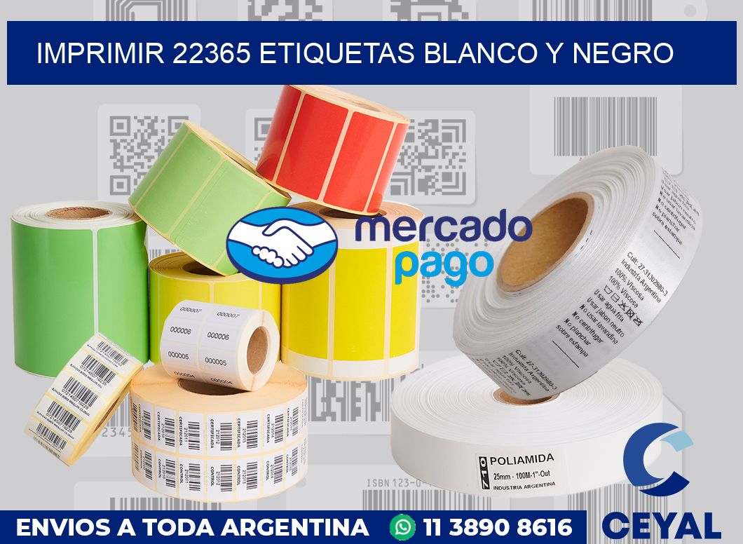 imprimir 22365 etiquetas blanco y negro
