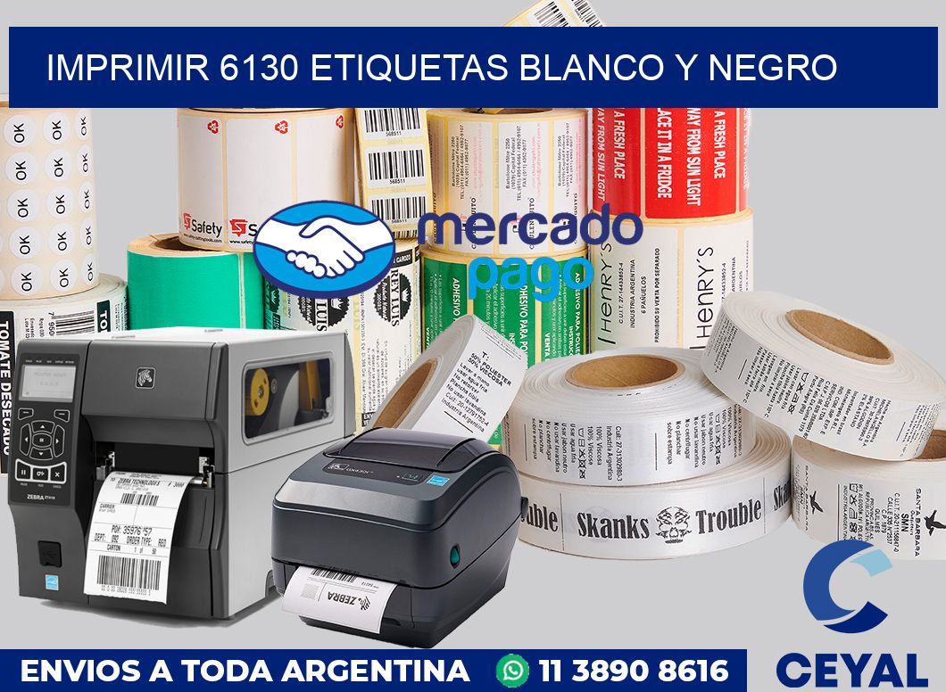 imprimir 6130 etiquetas blanco y negro