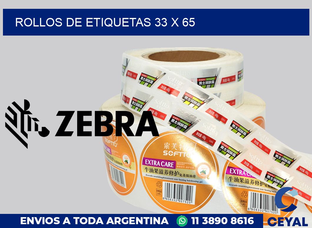rollos de etiquetas 33 x 65