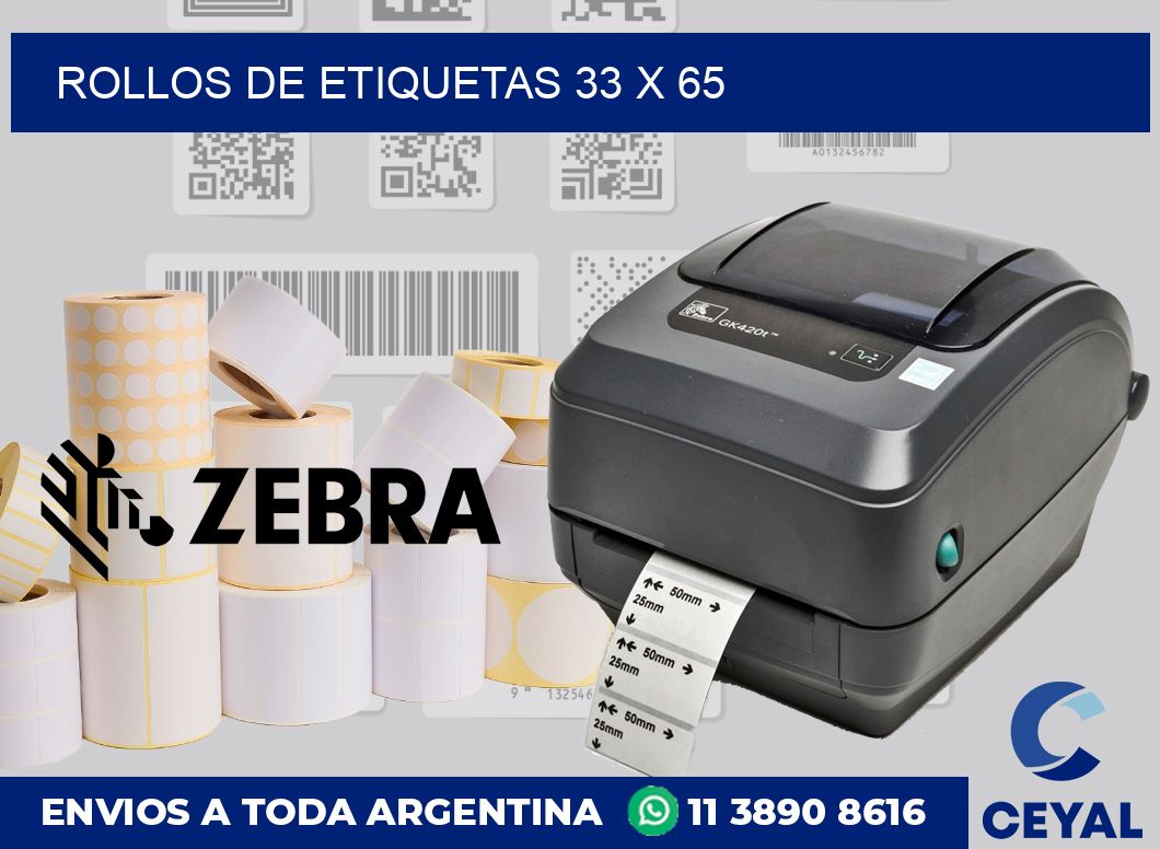 rollos de etiquetas 33 x 65