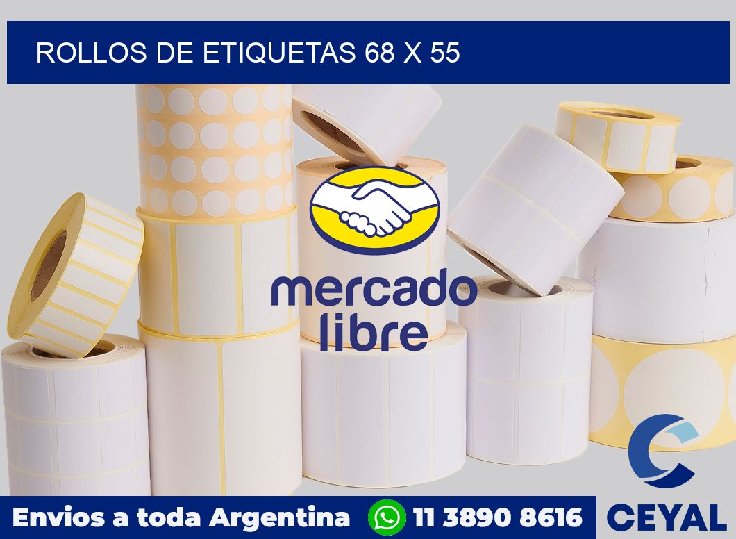 rollos de etiquetas 68 x 55