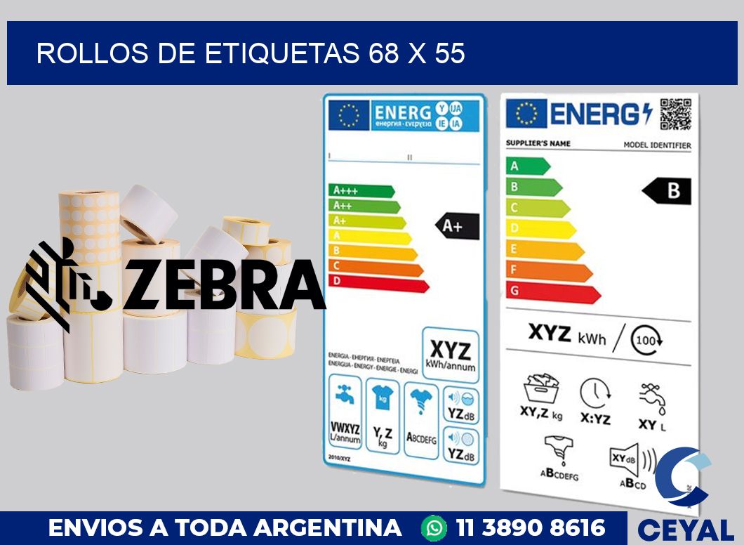 rollos de etiquetas 68 x 55