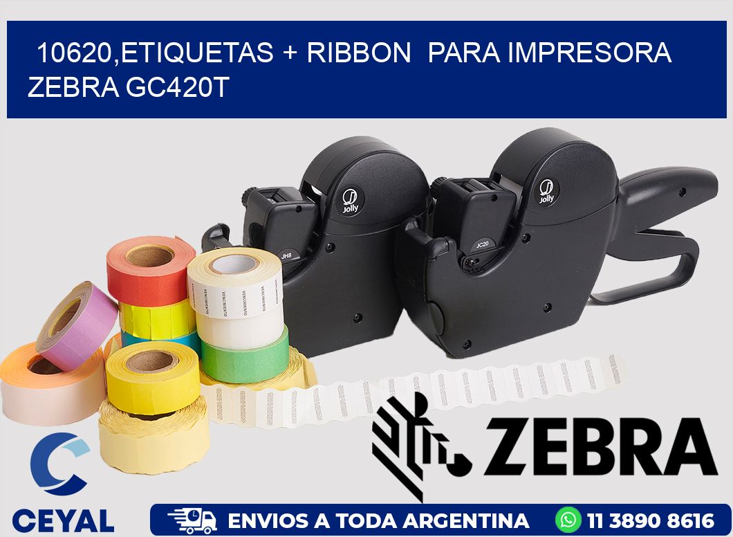 10620,etiquetas + ribbon  para impresora zebra GC420T