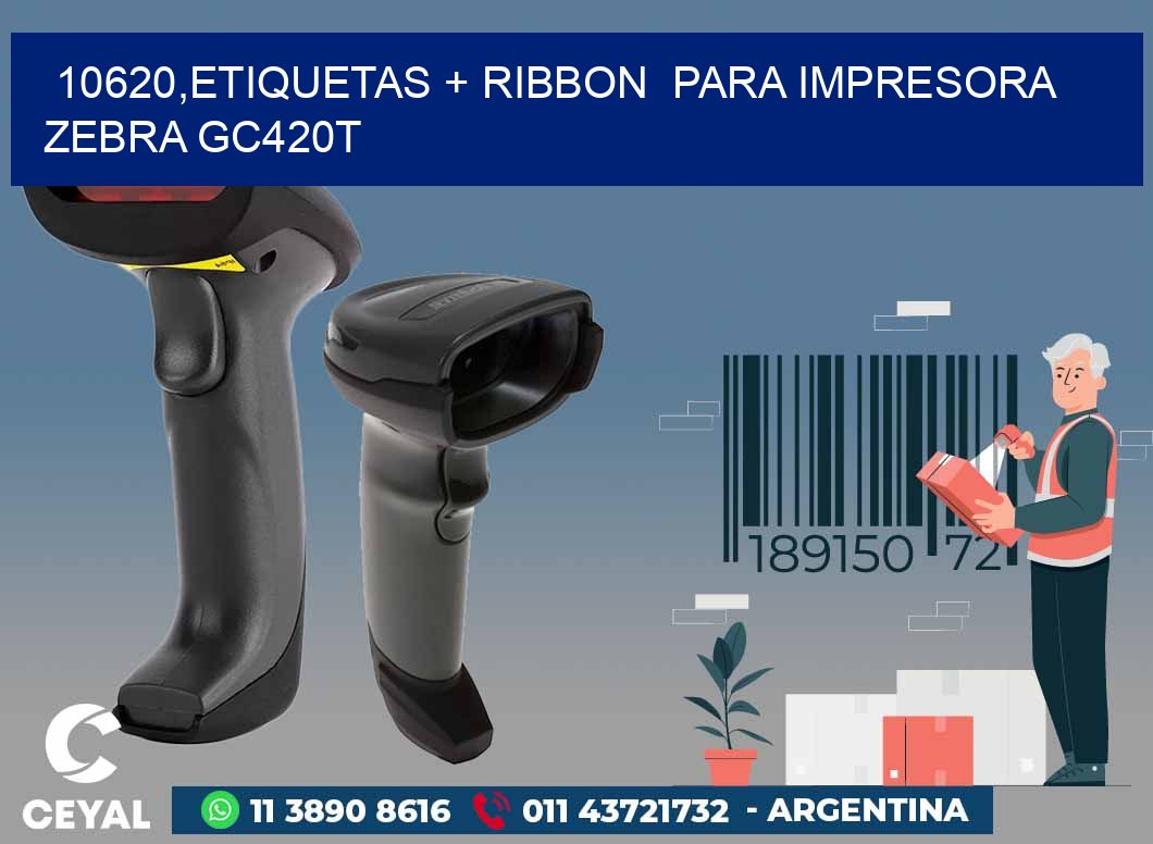 10620,etiquetas + ribbon  para impresora zebra GC420T