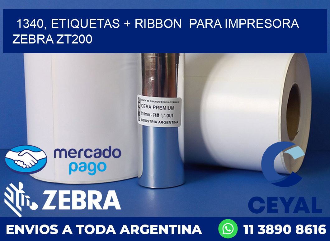 1340, etiquetas + ribbon  para impresora zebra ZT200