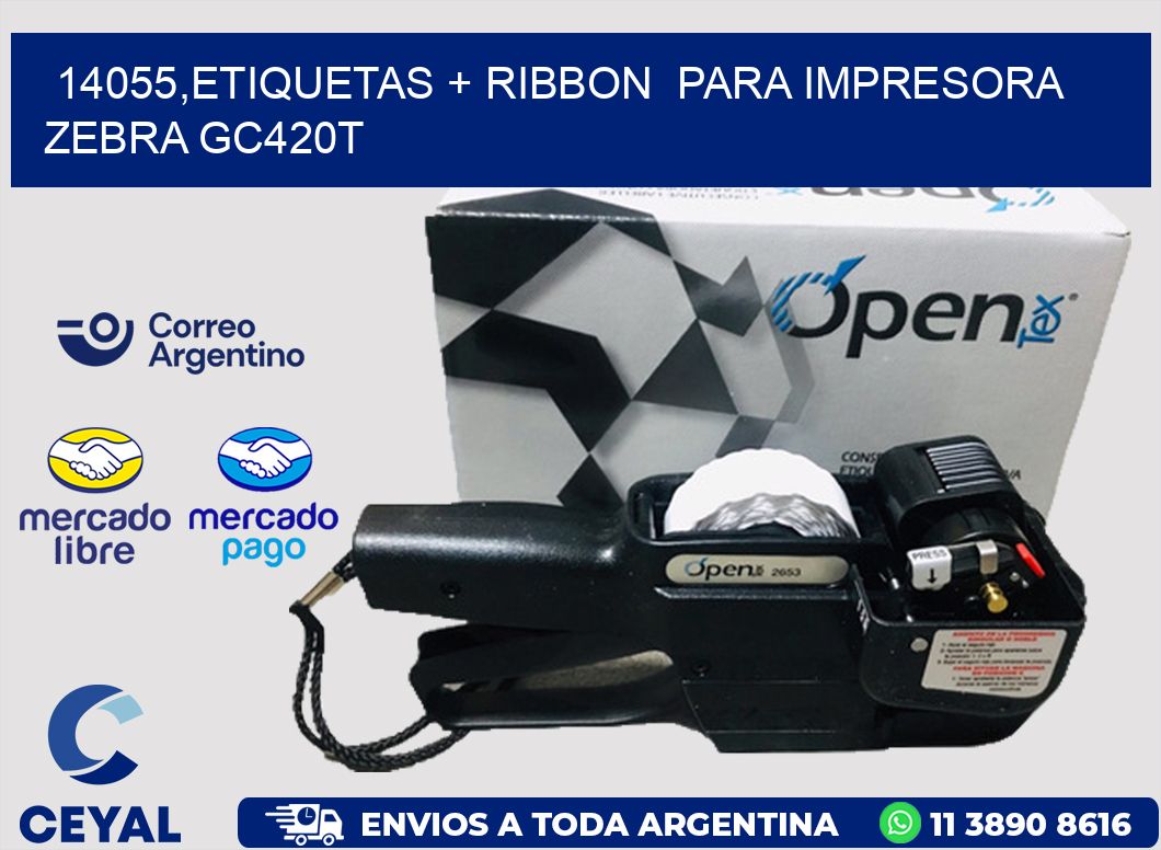 14055,etiquetas + ribbon para impresora zebra GC420T