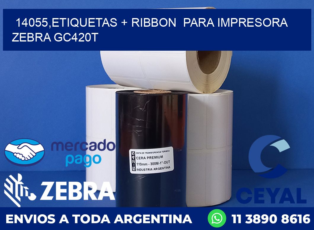 14055,etiquetas + ribbon para impresora zebra GC420T