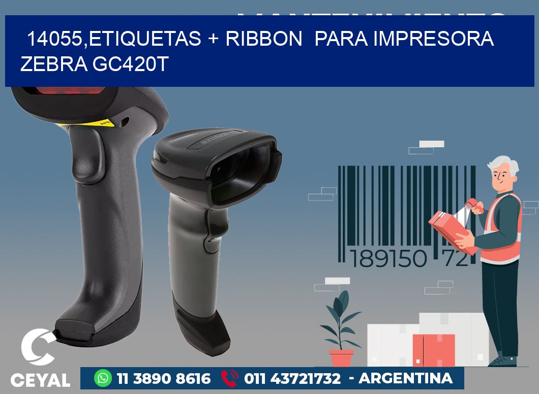 14055,etiquetas + ribbon para impresora zebra GC420T
