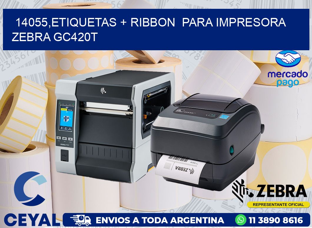 14055,etiquetas + ribbon  para impresora zebra GC420T