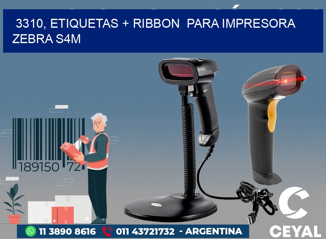 3310, etiquetas + ribbon para impresora zebra S4M