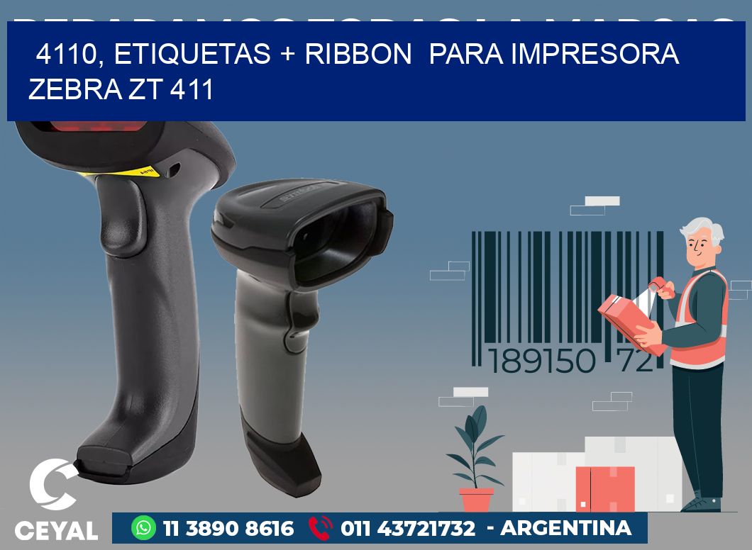 4110, etiquetas + ribbon  para impresora zebra ZT 411
